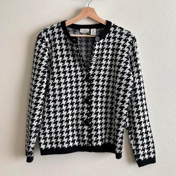 Vintage black and white knit cardigan - Picture 5 of 10